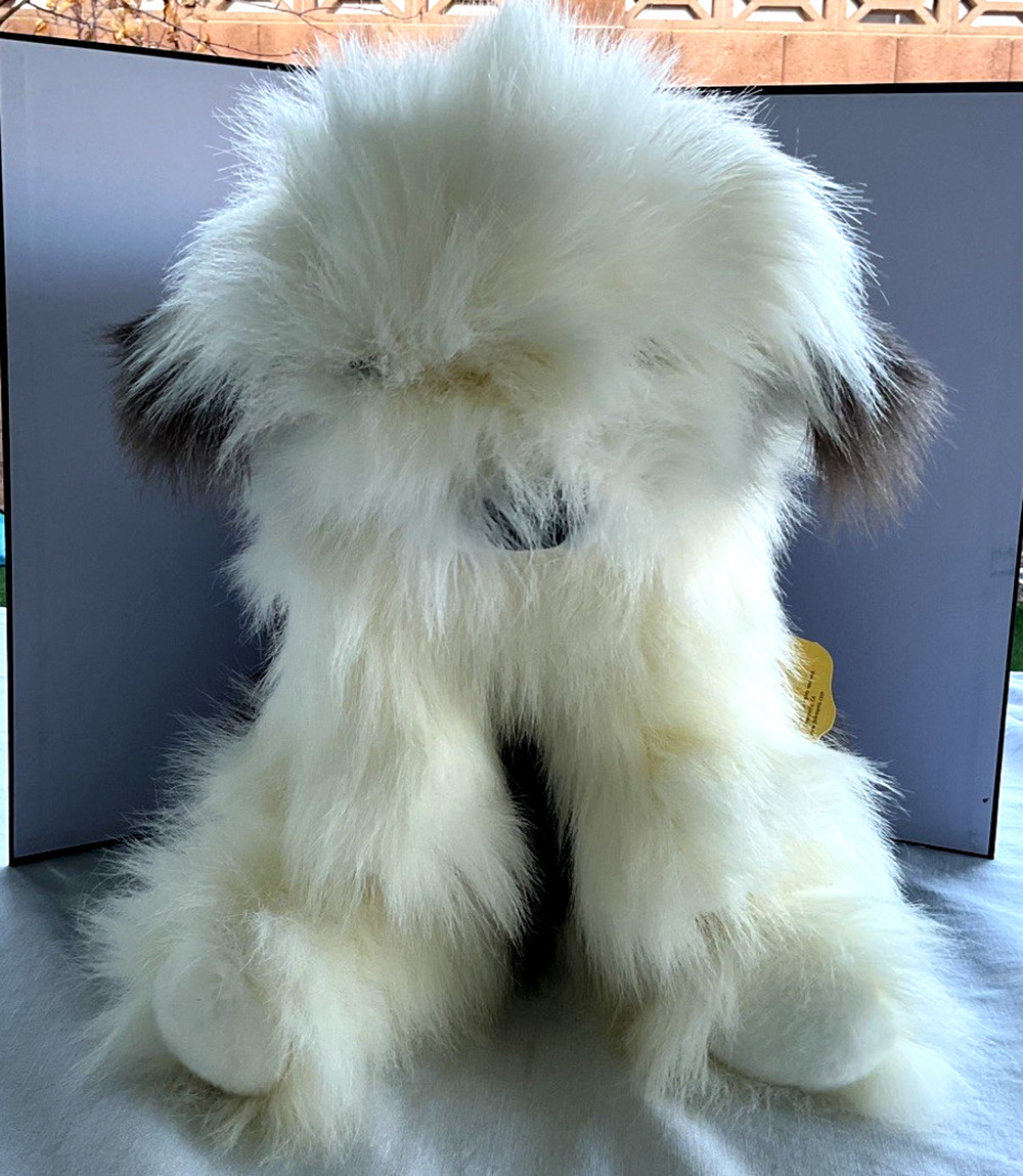Folkmanis Sheepdog Hand Puppet #2029 22" Shaggy Plush Dog White Gray w/ Tag